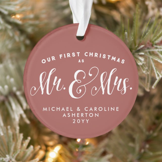 Our first Christmas Mr. and Mrs. newlywed Ornament (Tree)