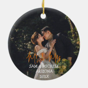 Our first Christmas Mr. and Mrs. newlywed wood   Ceramic Tree Decoration