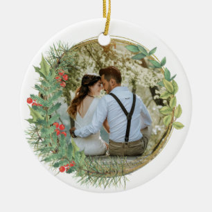 Our First Christmas Mr and Mrs Photo Ceramic Tree Decoration