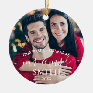 Our First Christmas Mr and Mrs Wedding Ceramic Orn Tree Decoration