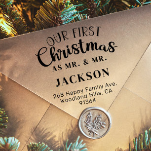 Our First Christmas MR & MR return address LGBTQ Self-inking Stamp