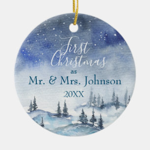 Our First Christmas Mr & Mrs   Married Ceramic Tree Decoration
