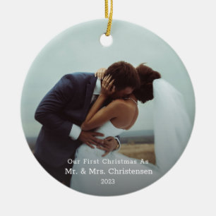 Our First Christmas Mr. & Mrs. Married Photo Ceram Ceramic Tree Decoration