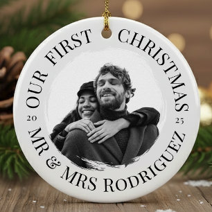 Our First Christmas – Mr & Mrs Photo  Ceramic Tree Decoration