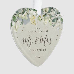 Our First Christmas Mr & Mrs Photo Heart Ornament