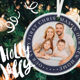  Our First Christmas New Home Modern Family Photo Metal Tree Decoration