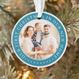  Our First Christmas New Home Modern Simple Photo Ornament