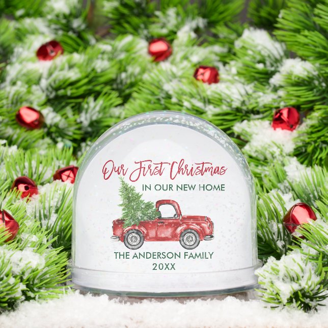 Our First Christmas New Home Truck Photo Back Snowglobe (Christmas)
