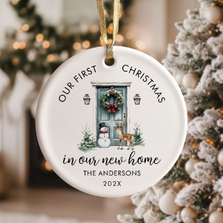 Our First Christmas New House Green Door Ceramic Tree Decoration