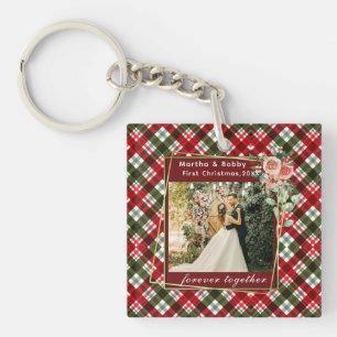 Our First Christmas Newlywed Photo Key Ring