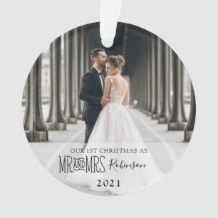 Our First Christmas Newlywed Photo Ornament