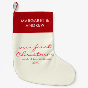 Our First Christmas Newlyweds Custom Name Script Small Christmas Stocking