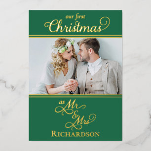 Our First Christmas Newlyweds Green and Gold