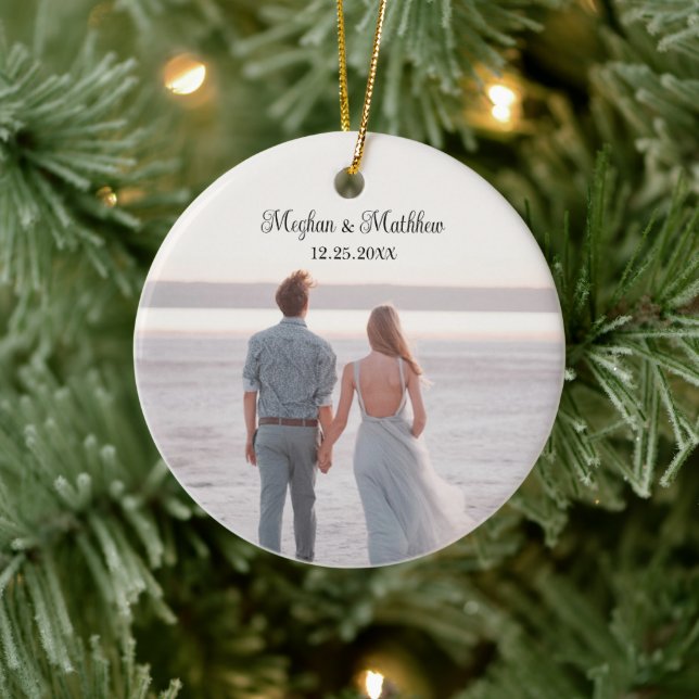 Our First Christmas Newlyweds Rustic Wedding Ceramic Tree Decoration (Tree)