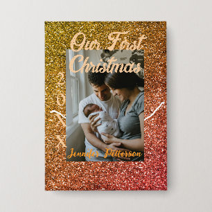 Our first Christmas orange red glitter photo year