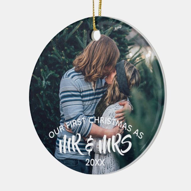 Our First Christmas Personalised Ceramic Tree Decoration (Left)