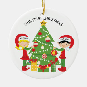 Our First Christmas Personalised Christmas Ceramic Tree Decoration