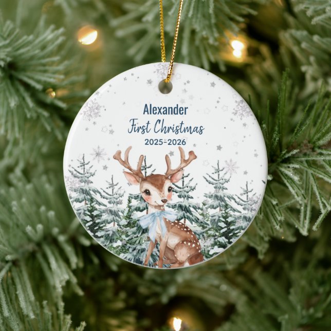 Our First Christmas | Personalised Holiday Keepsak Ceramic Tree Decoration (Tree)