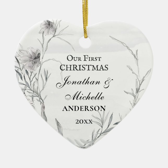 Our First Christmas, Personalized Christian Ceramic Tree Decoration (Front)