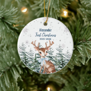 Our First Christmas   Personalized Holiday Keepsak Ceramic Tree Decoration