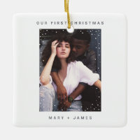 Our first Christmas Photo black and white marble