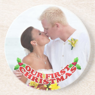 Our First Christmas Photo Couple Coaster