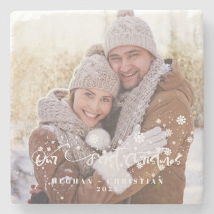 Our first Christmas Photo Holiday Stone Coaster