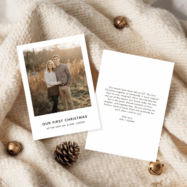 Our First Christmas Photo Modern Newlywed Holiday Card (Creator Uploaded)