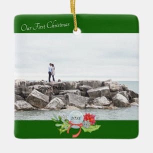 Our First Christmas Photo Personalised Ceramic Orn Ornament
