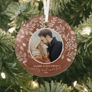 Our First Christmas Photo Terracotta Glass Tree Decoration