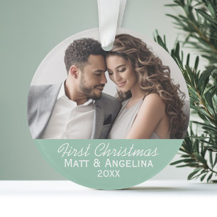 Our First Christmas Photo - Wedding or Engagement Ornament