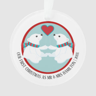Our First Christmas Polar Bear Personalised Photo Ornament