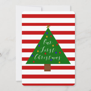 Our First Christmas Red and White Holiday Card