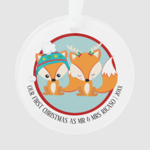Our First Christmas Red Fox Personalised Photo Ornament