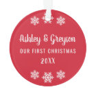 Our First Christmas Red Snowflake Photo