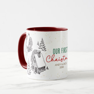 Our First Christmas Rustic Winter Village Mug