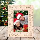 Our First Christmas Santa & Deer Couple's Name 5x7<br><div class="desc">Our First Christmas Santa & Deer Couple's Name 5x7 Etched Frame. Personalise the text with information.</div>
