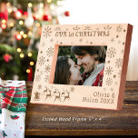 Our First Christmas Santa & Deer Couple's Name 6x4 Etched Frames<br><div class="desc">Our First Christmas Santa & Deer Couple's Name 6x4 Etched Frame. Personalise the text with information.</div>