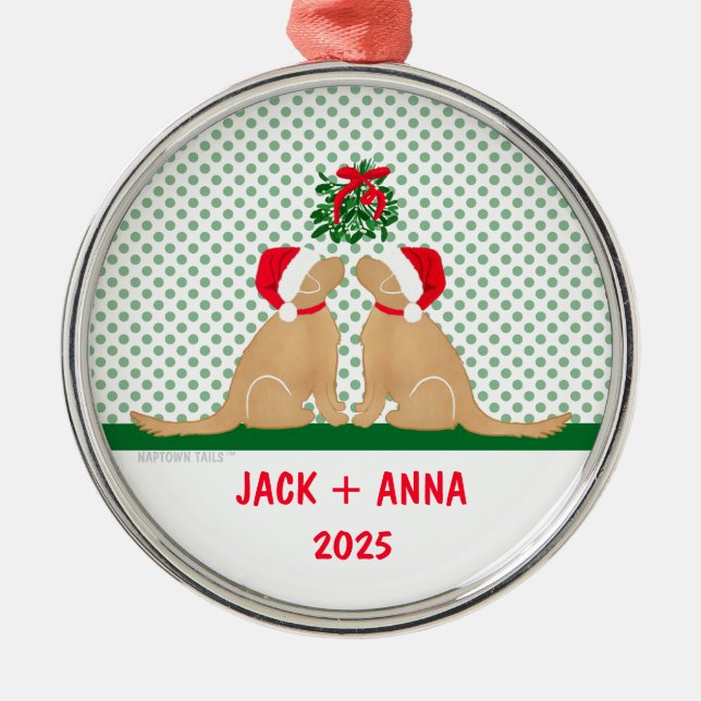 Our First Christmas Santa Dogs Custom Ornament (Front)