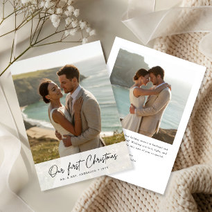 Our First Christmas Script Coastal Photo Holiday Card