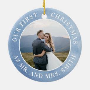 Our First Christmas Snowflake Mr. & Mrs. Picture Ceramic Tree Decoration