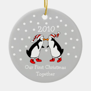 Our First Christmas Together 2010 (Penguins) Ceramic Tree Decoration