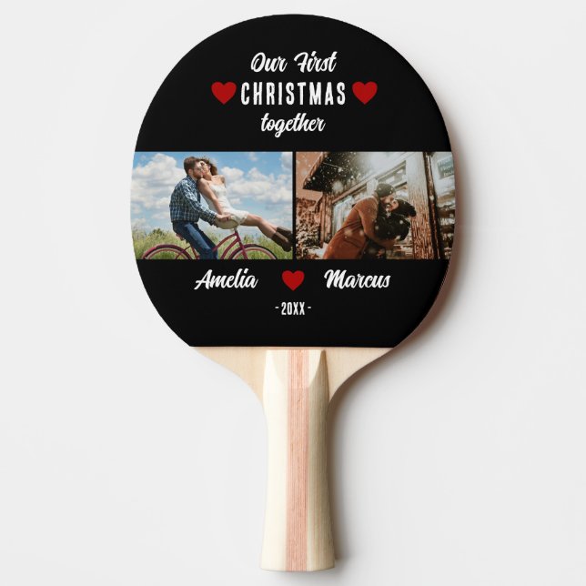Our First Christmas Together 2 Photos Keepsake Ping Pong Paddle (Front)