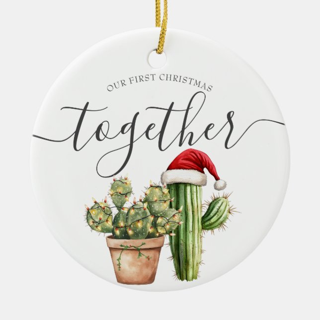 Our First Christmas Together Cactus Gift Ceramic Tree Decoration (Front)