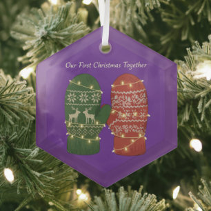 Our First Christmas Together Cosy Knitted Glass Tree Decoration
