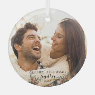 Our First Christmas Together Couple Glass Ornament