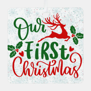 Our First Christmas Together Couple Photo Forever Metal Tree Decoration