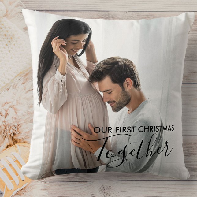 Our First Christmas Together Custom 2 Photo Cushion (Creator Uploaded)