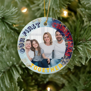 Our First Christmas Together  Custom Photo  Ceramic Tree Decoration