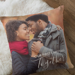 Our First Christmas Together Custom Photo Cushion